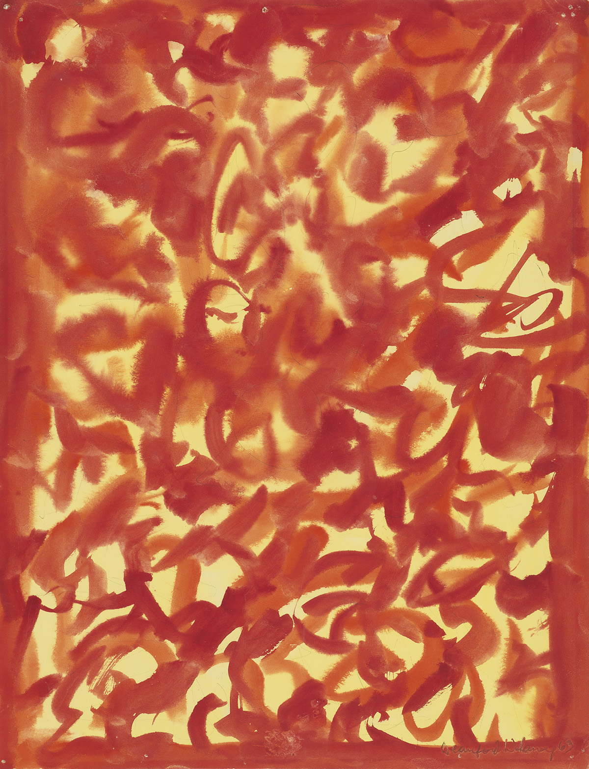 BEAUFORD DELANEY (1901 - 1979) Untitled (Red and Yellow Composition).